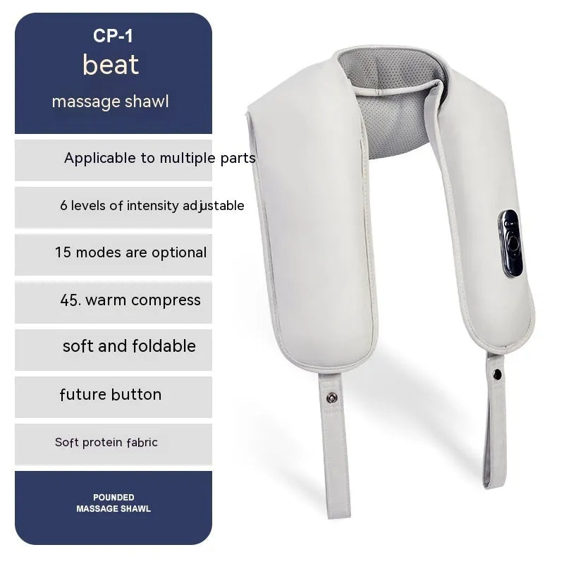 Rechargeable oblique muscle shoulder and neck massager clip kneading electric beige half PU leather with hot compress