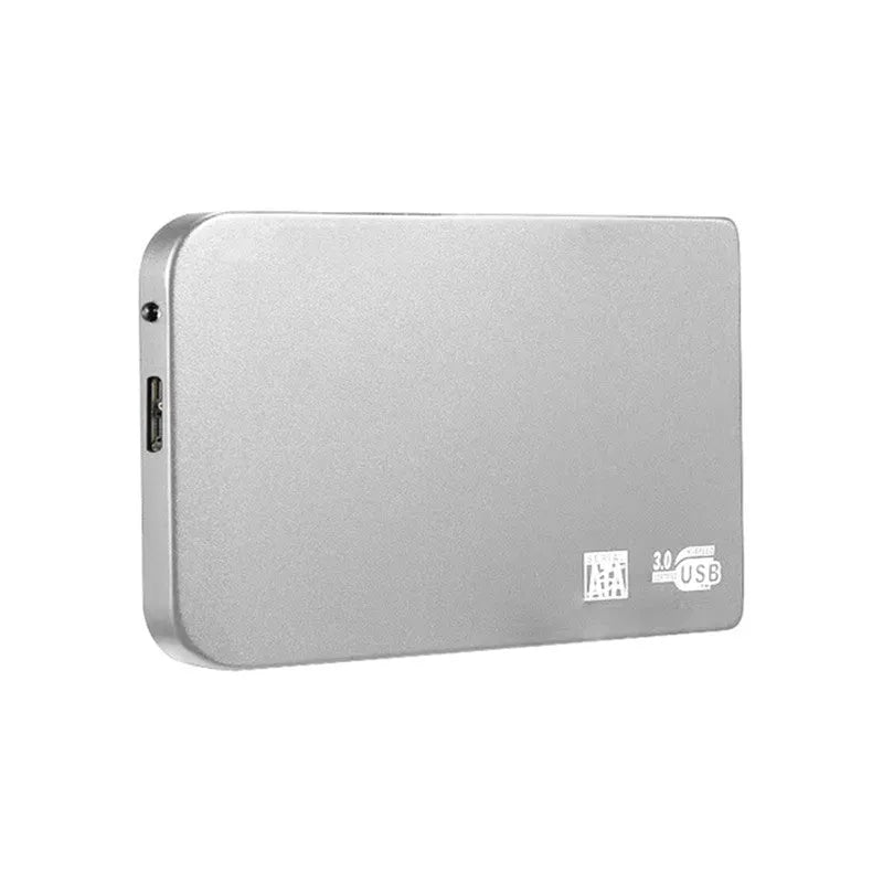 USB 3.0 solid state external hard drive in a metal case, shown in black, blue, red, and silver colour options.