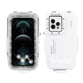White waterproof diving phone case with 40 metre depth rating for iPhone 12 and 13 series