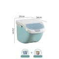 Grey sealed moisture-proof plastic pet food bucket with lid, size S, holding dry kibble