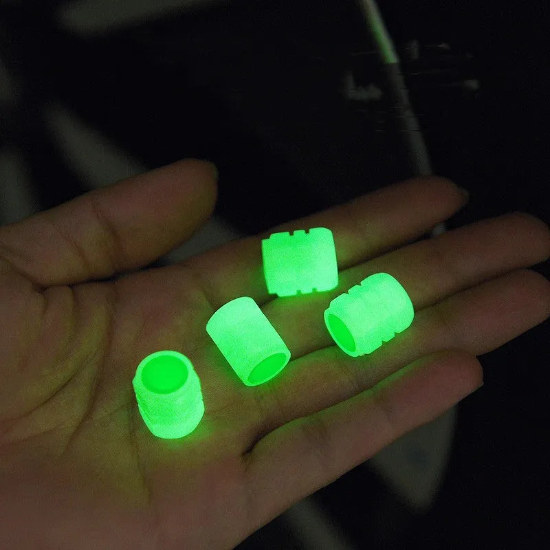 Rubber luminous car valve cap with reinforced valve, shown next to a 16x12 mm measurement graphic.