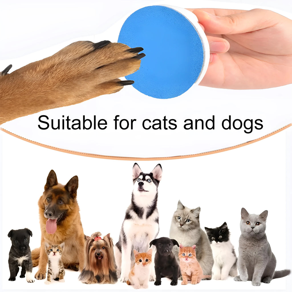 Round dog nail file board with ergonomic handle in four colour options