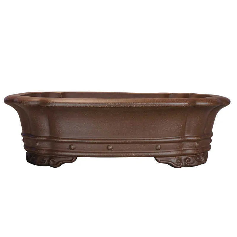 Purple sand rectangular begonia flower pot with classical antique design for desktop plant display