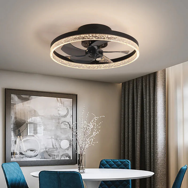 Nordic style ceiling fan lamp with LED lighting and 50cm blades in multiple colour options