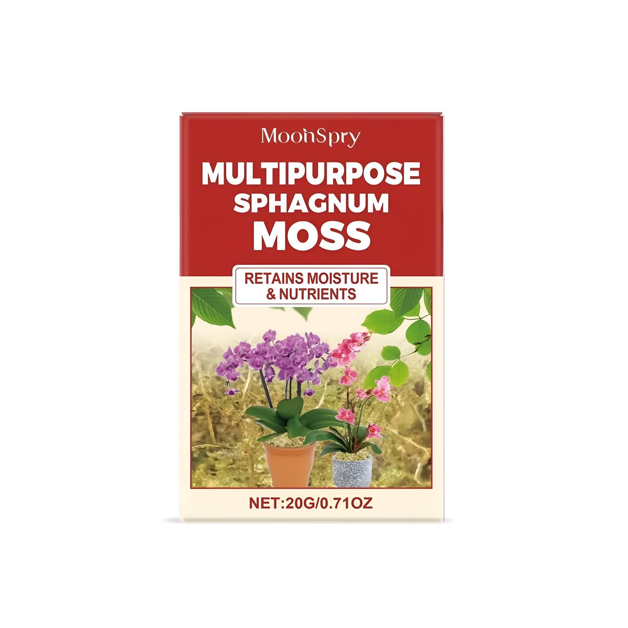 20g bag of green sphagnum moss for terrarium and plant care.