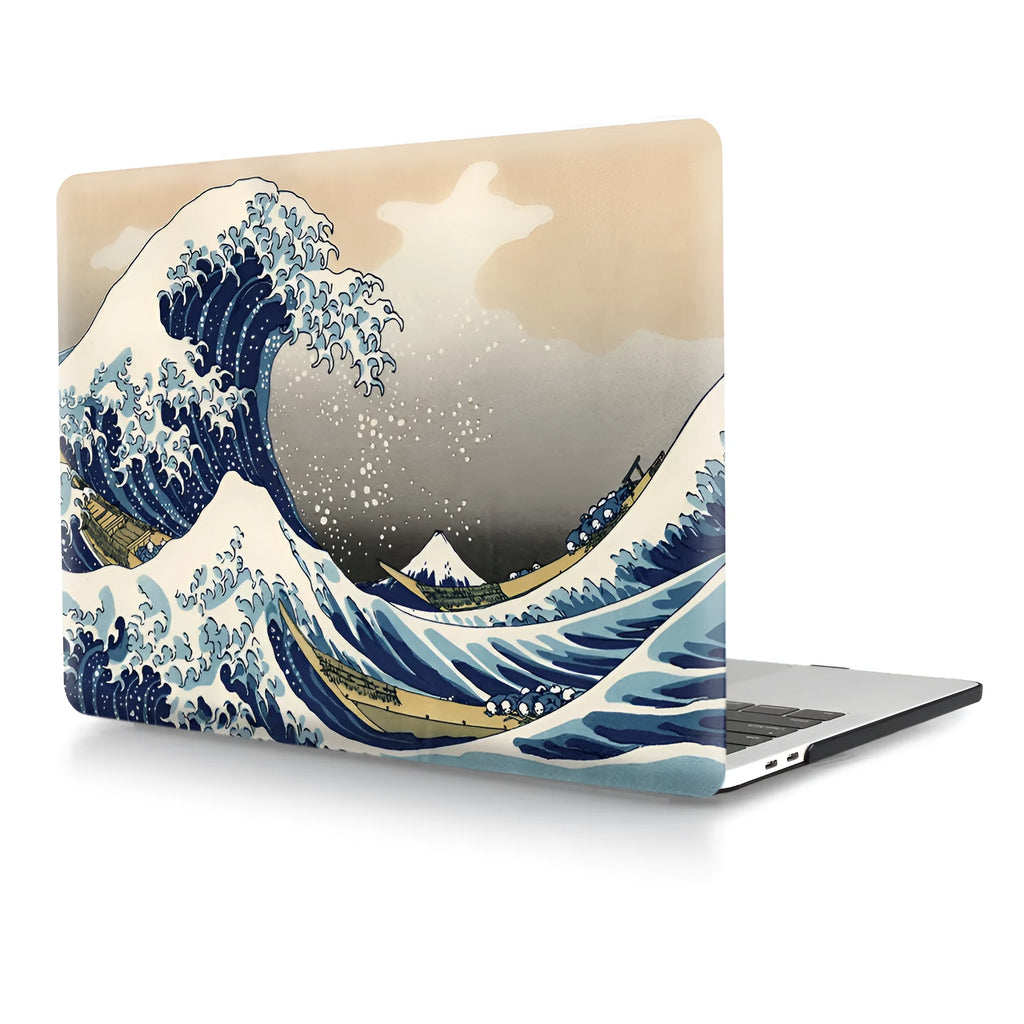 Custom printed transparent plastic protective case for MacBook with black bottom cover option