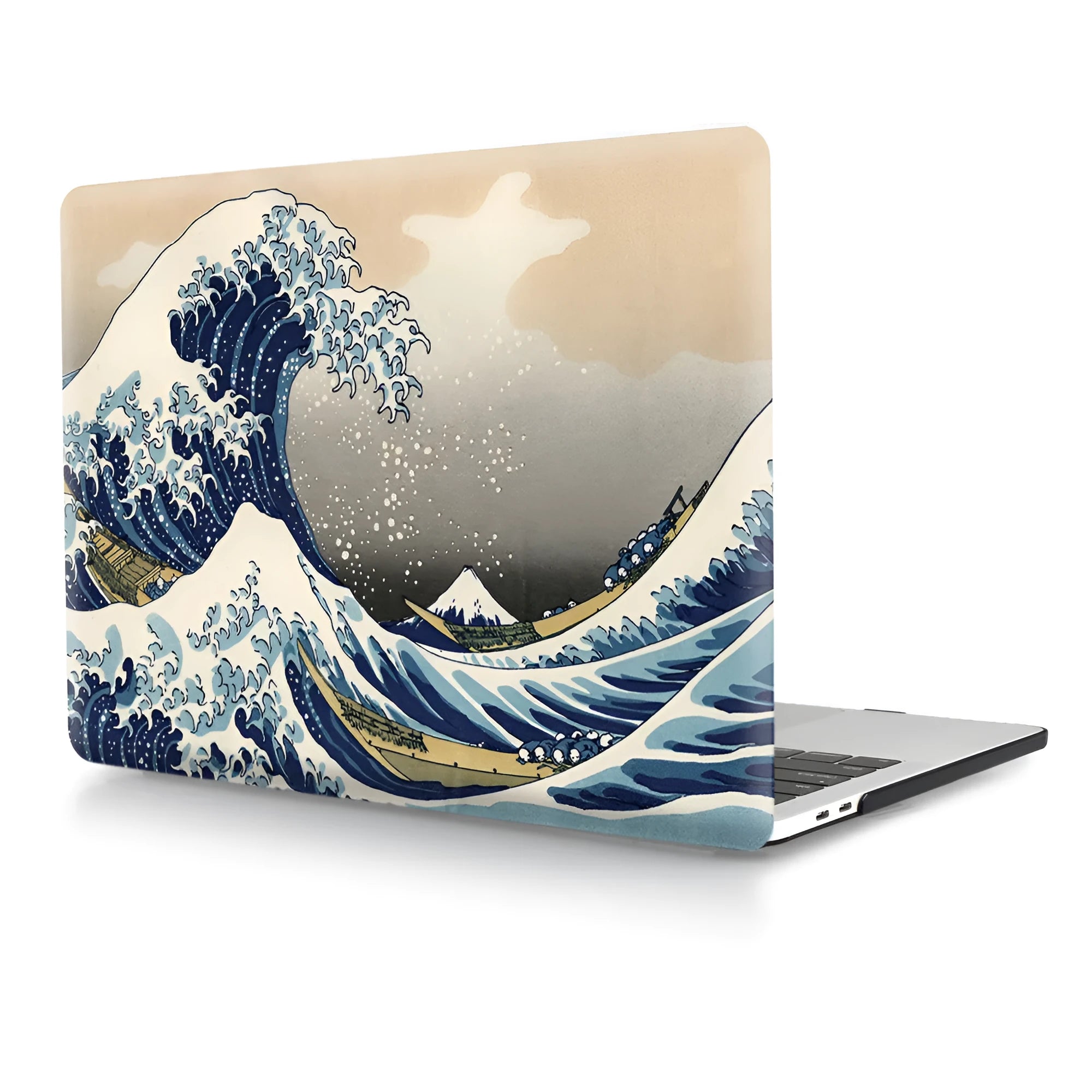 Custom printed transparent plastic protective case for MacBook with black bottom cover option