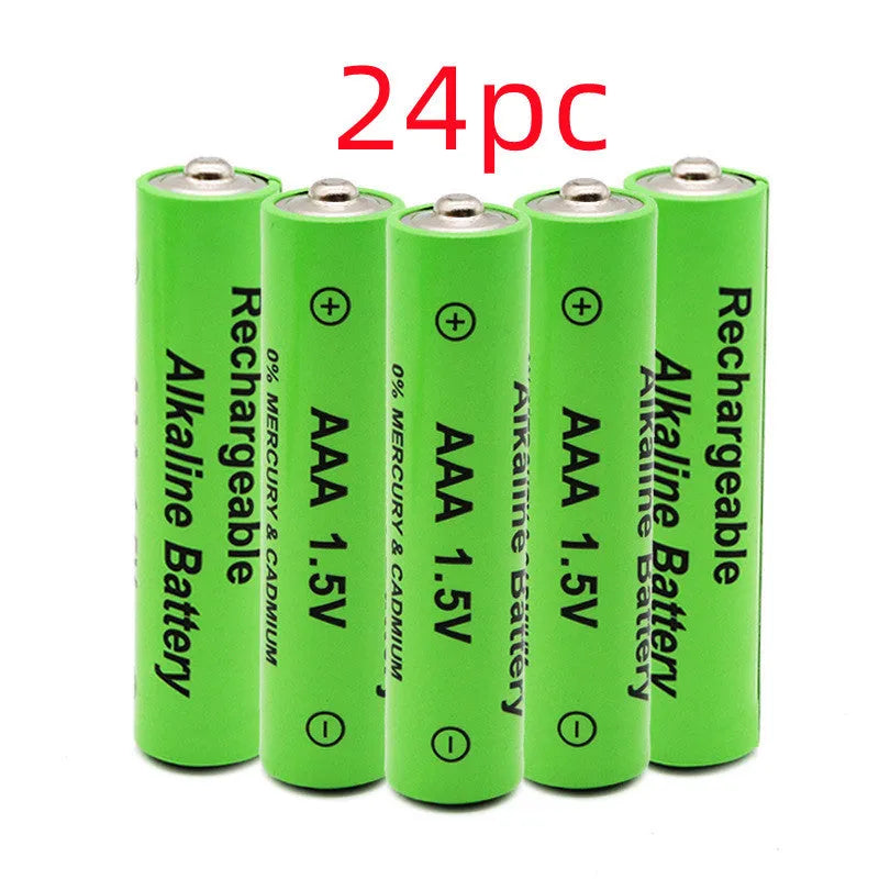 Pack of green alkaline rechargeable AA batteries with 3000mAh capacity and 1000 charge cycles