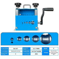 SD-017 manual wire stripping machine tool on a workbench next to electrical cables.
