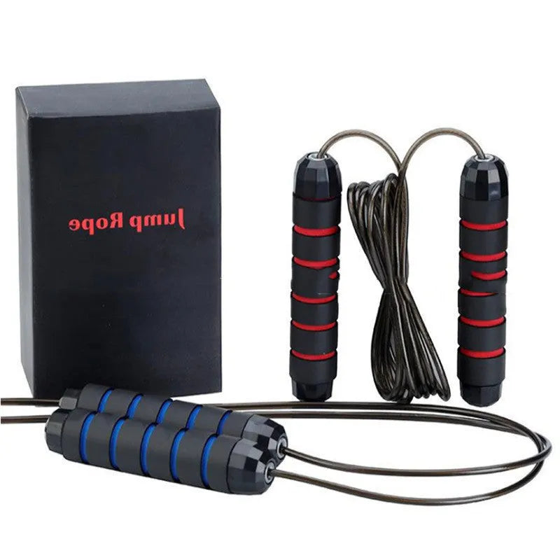 Student sports wire skipping rope 2.8m PU steel wire in blue on a white background