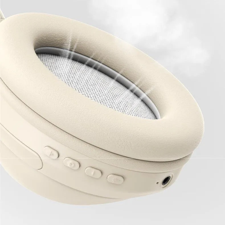 Bluetooth headphone head-mounted with mic noise-canceling ABS charcoal black brown creamy white