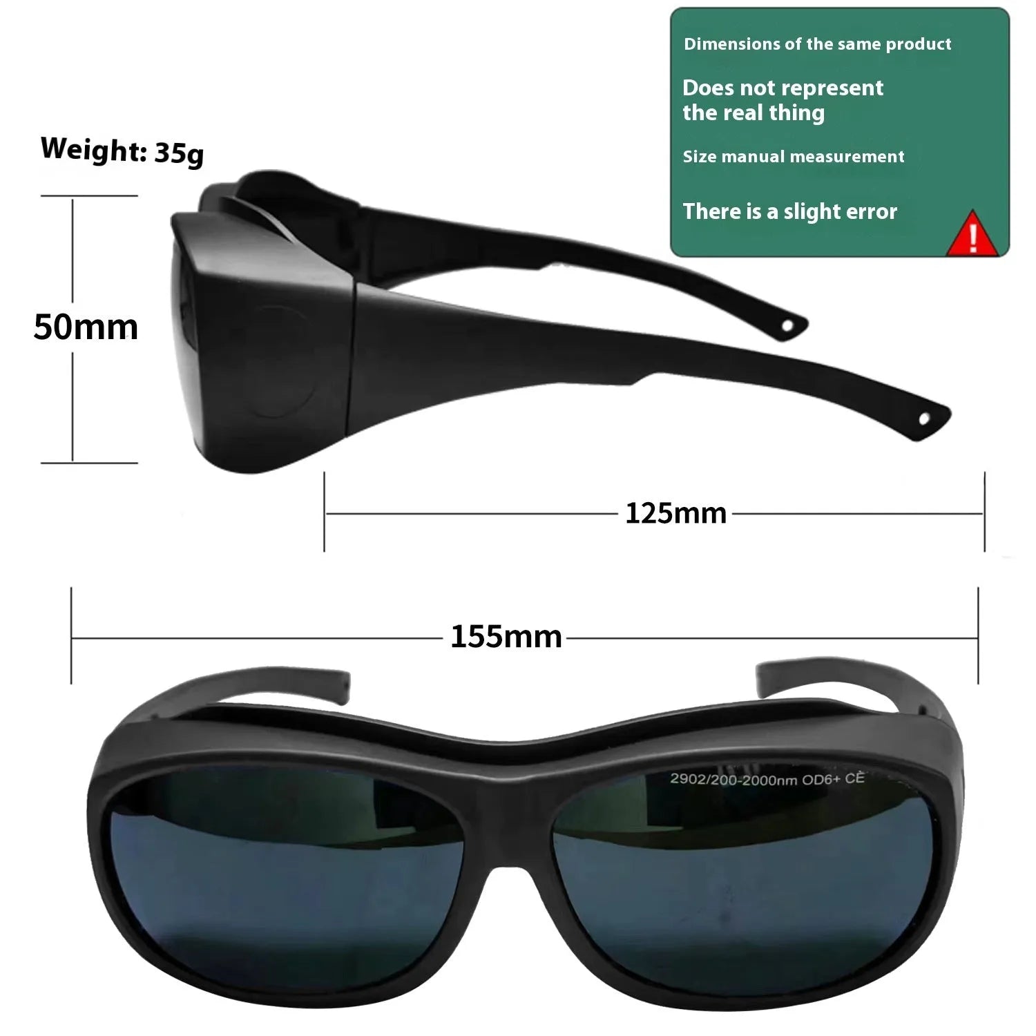 Photon skin rejuvenation and welding goggles with laser protection for 200-2000nm wavelengths