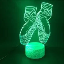 3D acrylic ballet dancing shoes LED night light on ABS base with remote control.
