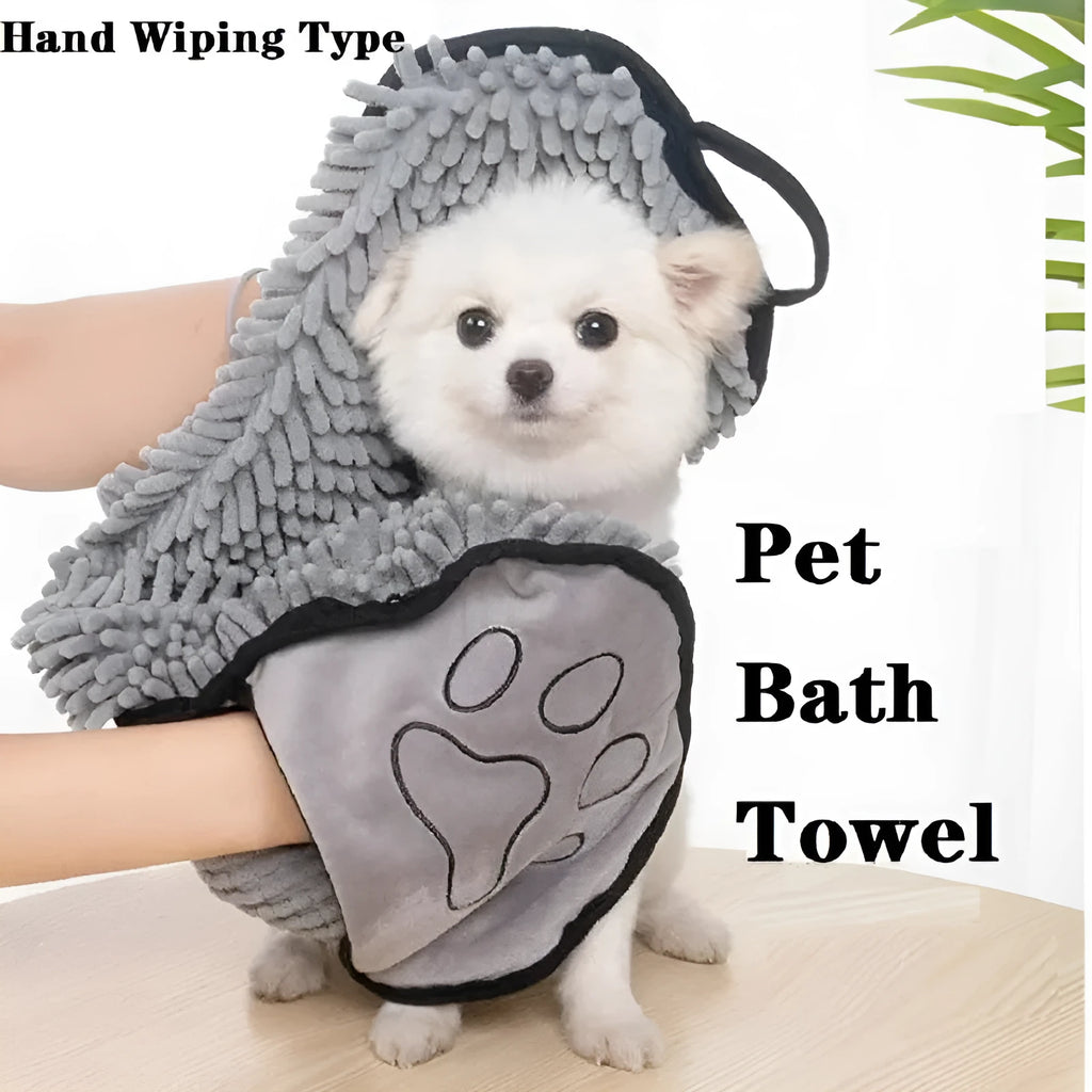 Blue pet bath towel measuring 62 by 23 cm for drying dogs and cats