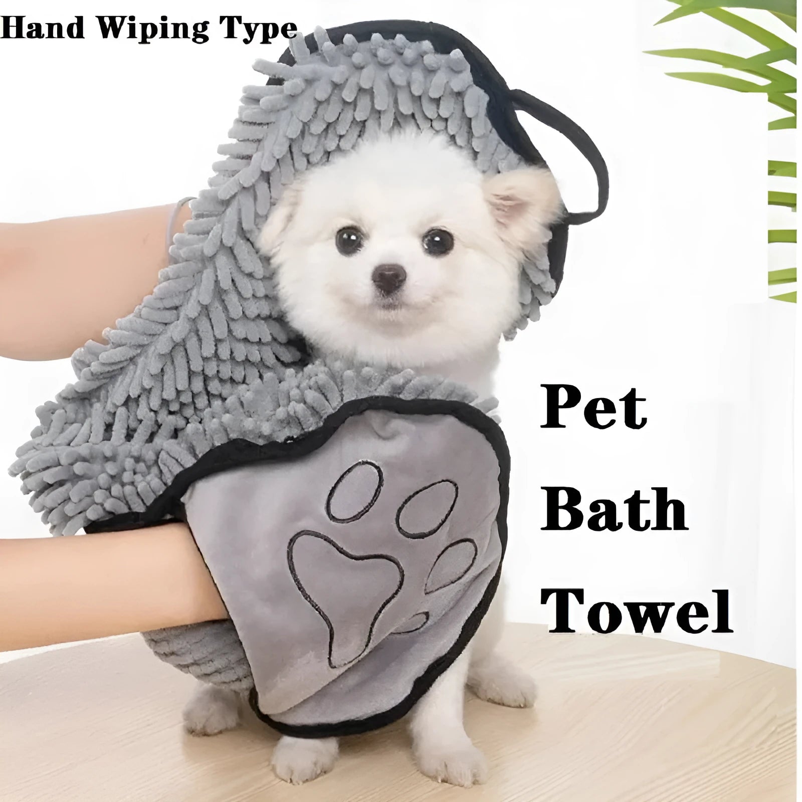 Blue pet bath towel measuring 62 by 23 cm for drying dogs and cats