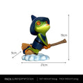 Magic Yoga Frog home ornament in RDW123 colour on a wooden shelf.