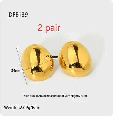 Geometric 18K gold-plated ear studs for women with a glazed surface, colour DFE139.
