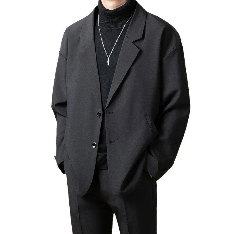 Casual loose fit suit jacket in chemical fibre blend fabric available in four colours