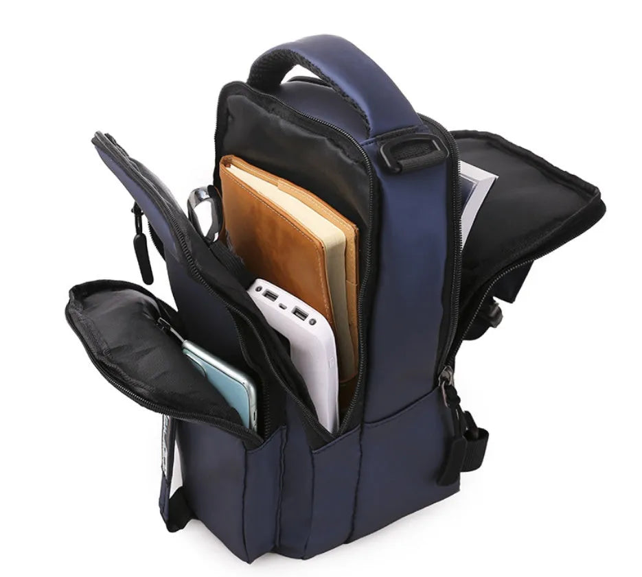 Casual outdoor chest bag in Oxford cloth, medium square vertical section, zipper closure, black colour, soft handle