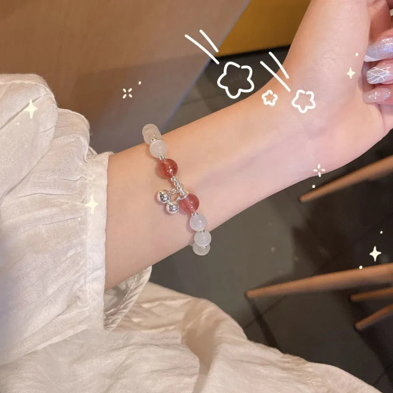 Chinese style bamboo leaf glass bracelet for women with a bamboo joint design.