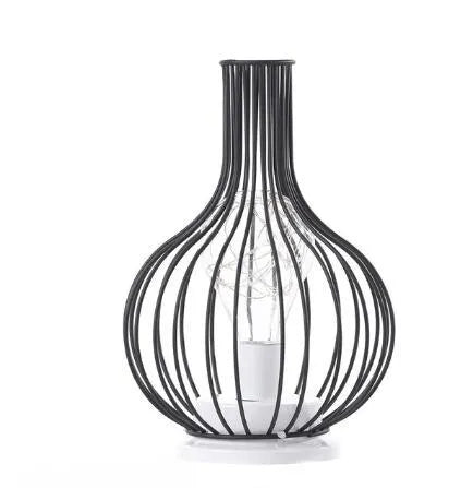 Decorative wrought iron table lamp in wine bottle shape with warm white LED lighting