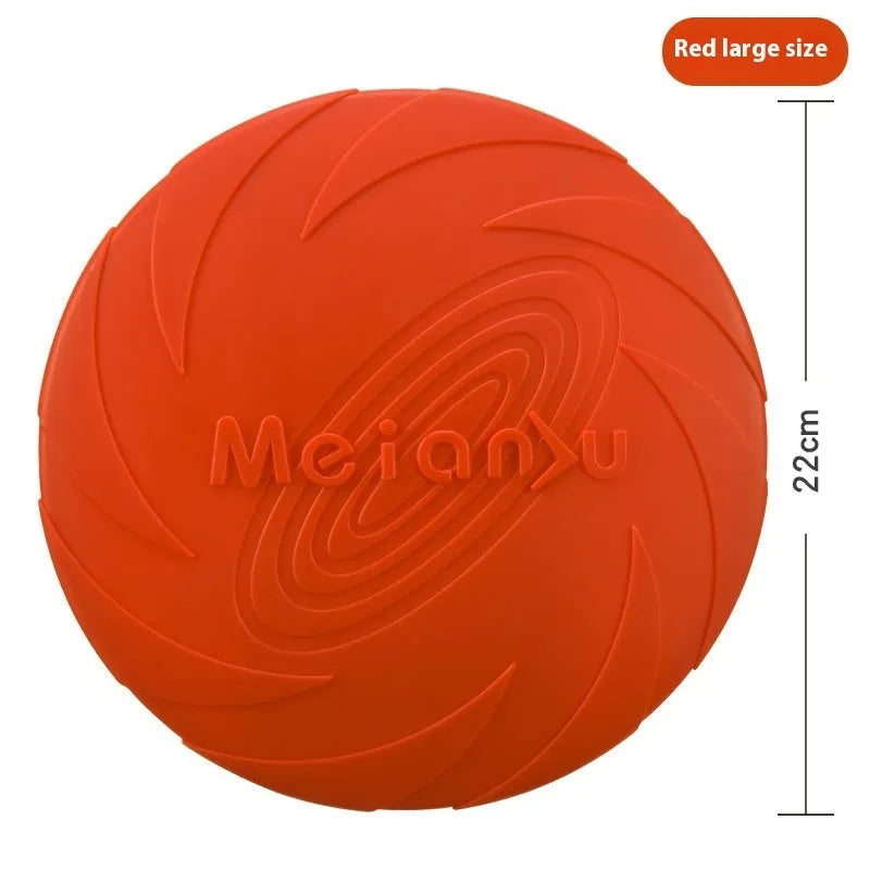 Soft rubber dog flying disc toy in red, blue or green colour for outdoor walking and travel