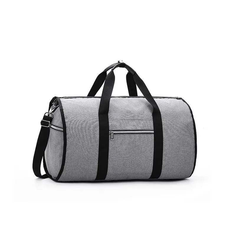 Medium cylinder travel bag in black with waterproof Oxford cloth and zipper pocket