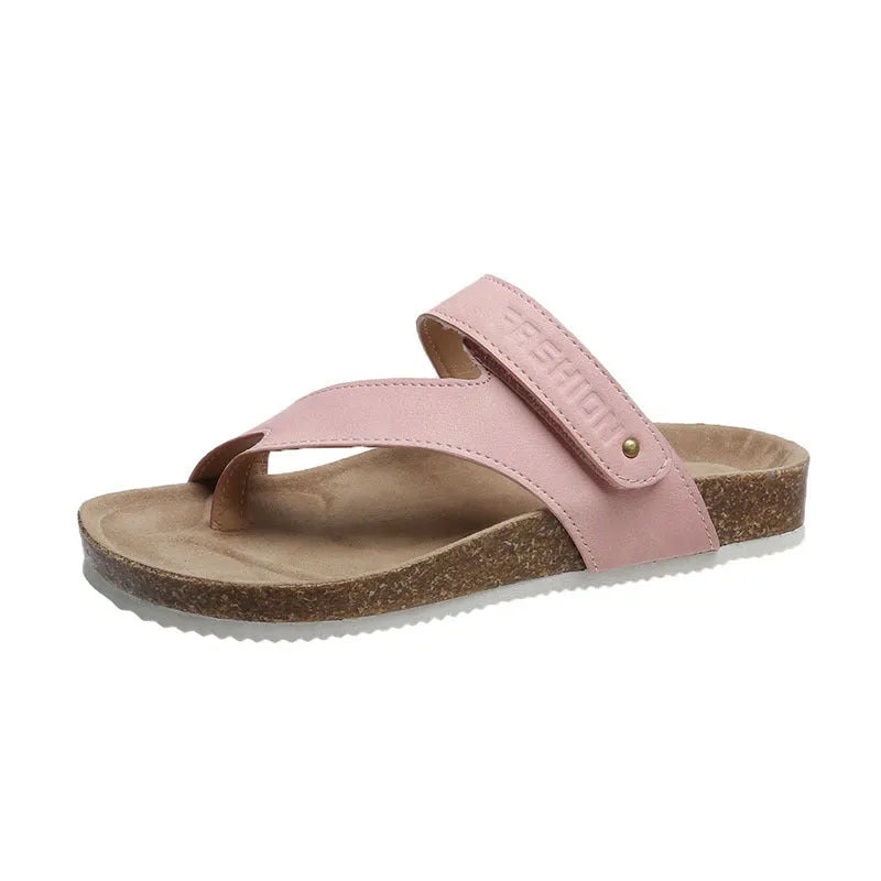 Flat toe ring flip-flops with a thick foam sole in a choice of solid colours on a white background.