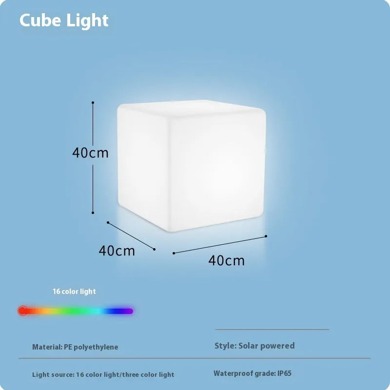 Square LED cube light stool with modern design for outdoor waterproof lighting and seating