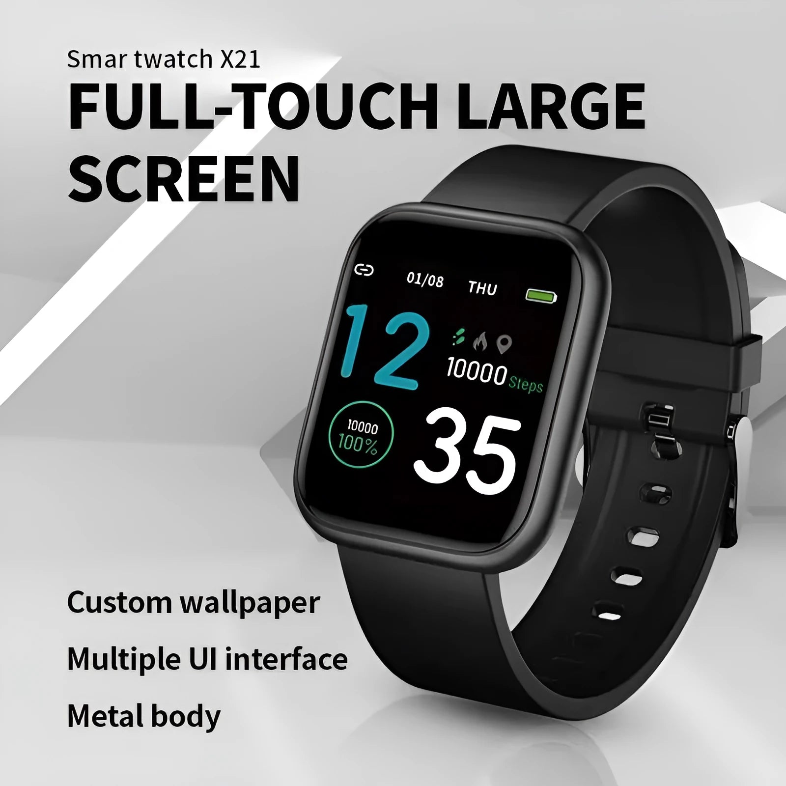 Smart watch with heart rate blood pressure blood oxygen sleep monitoring on 1.3-inch IPS screen