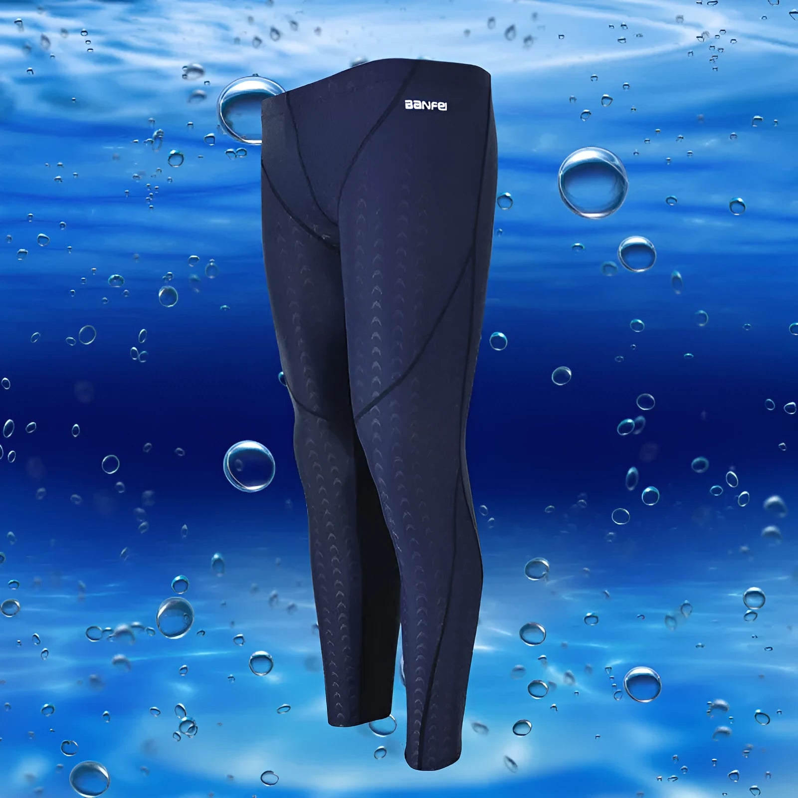 Men's black nylon cropped swimming trunks with a contrast line detail and drawstring waist.