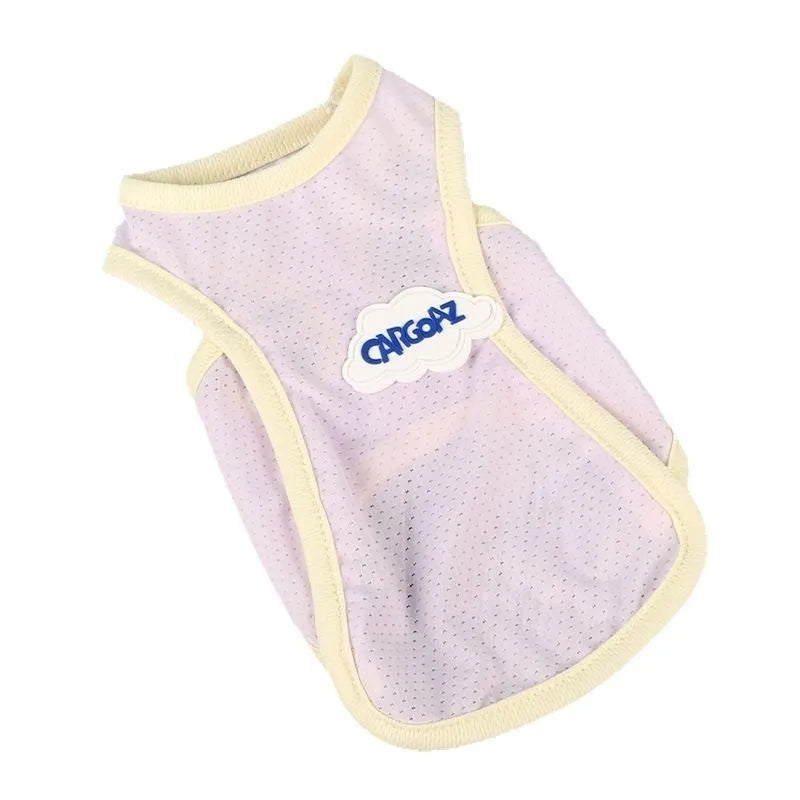 Polyester cat summer vest in grass green colour showing lightweight sports-style design