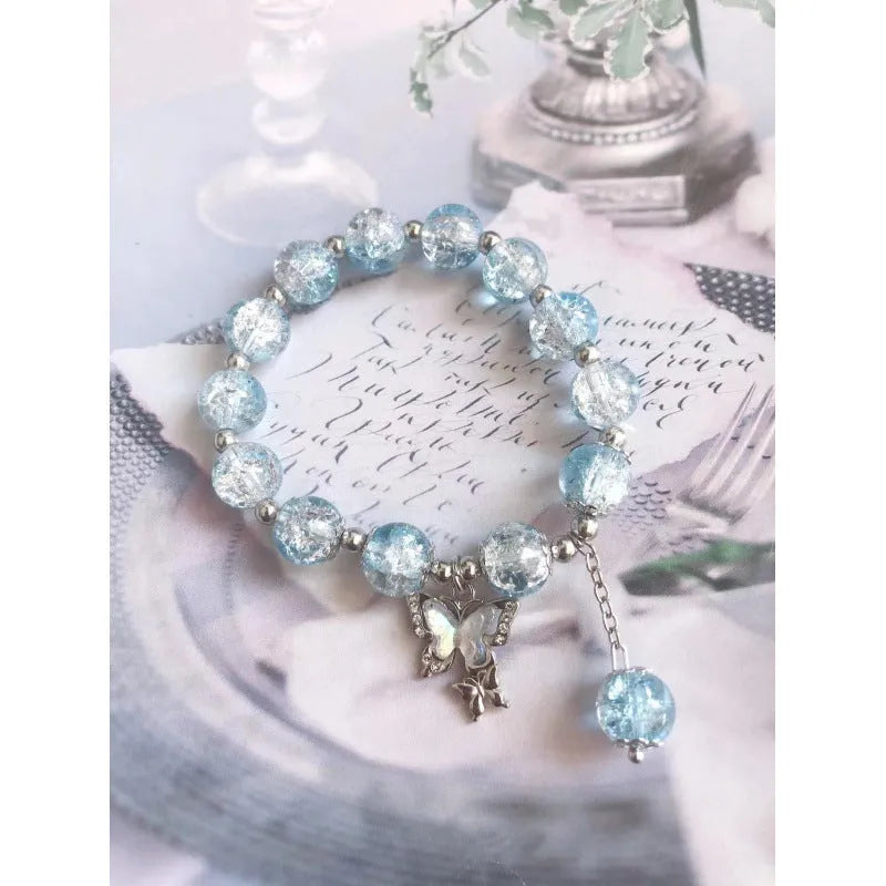 Chinese style bamboo leaf glass bracelet for women with a bamboo joint design.