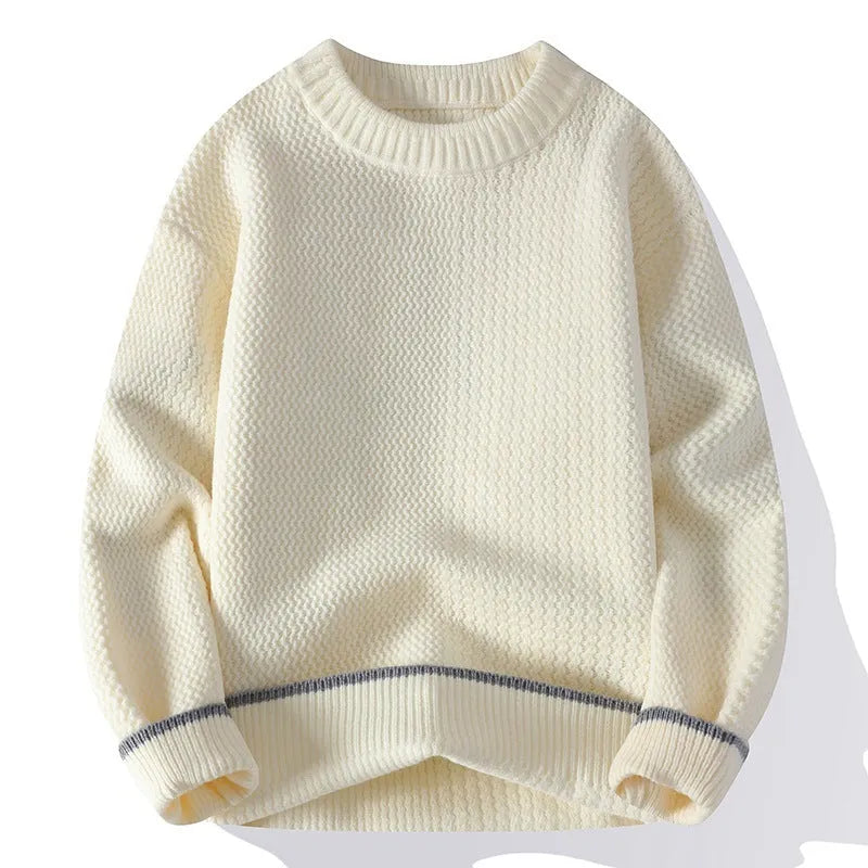 Men's loose fit pullover sweater in chemical fibre blend for autumn wear