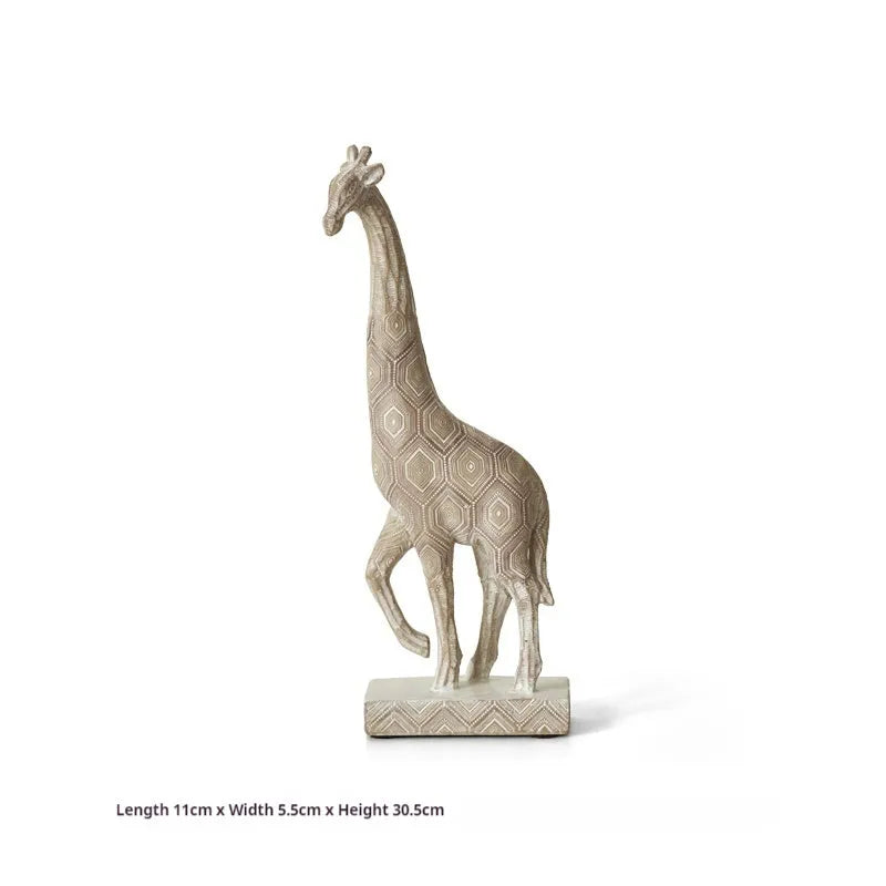 Wood colour giraffe resin sculpture decoration measuring 30.5cm tall