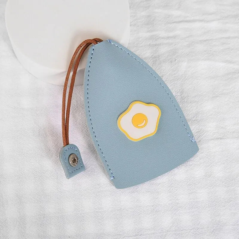 Cartoon design pull-out car key case in PU leather with removable decorative cover