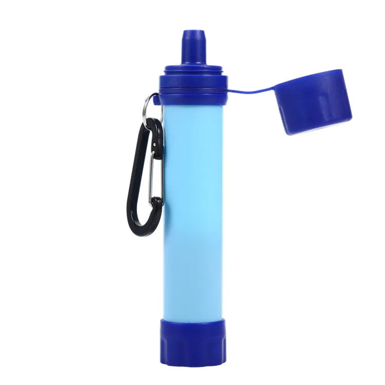 Emergency survival portable direct drinking straw filter outdoor water purifier in army green with 18cm length