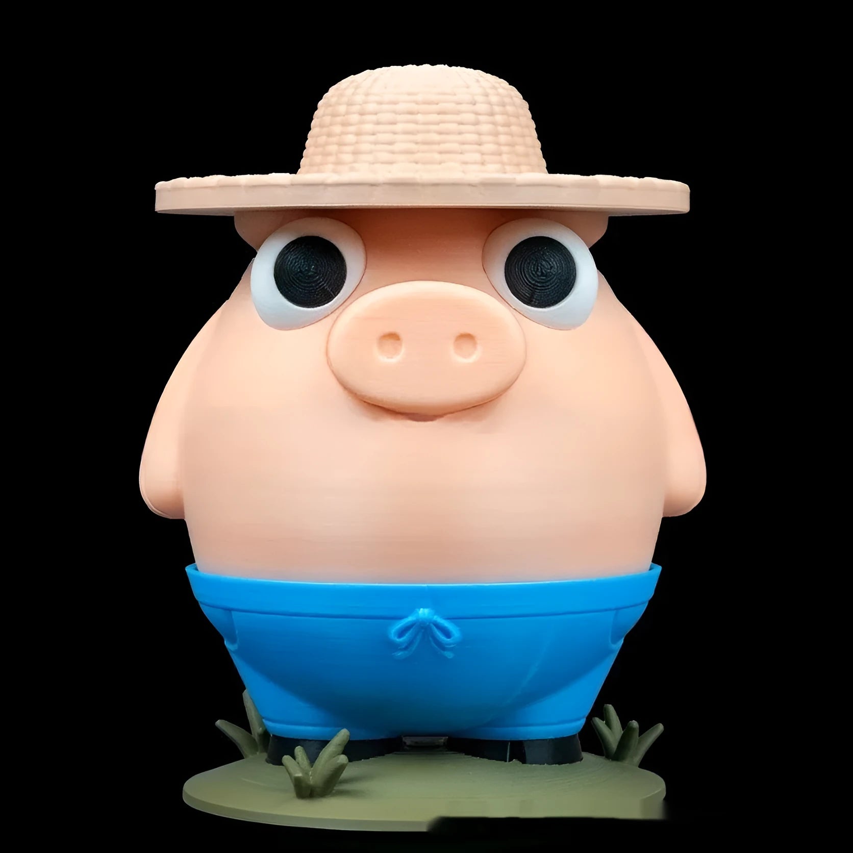 Creative farm animal coin bank in pink plastic, 17 cm wide, sculpture style for desk