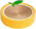 Yellow round cat scratching board made from sisal rope with concave centre for sleeping