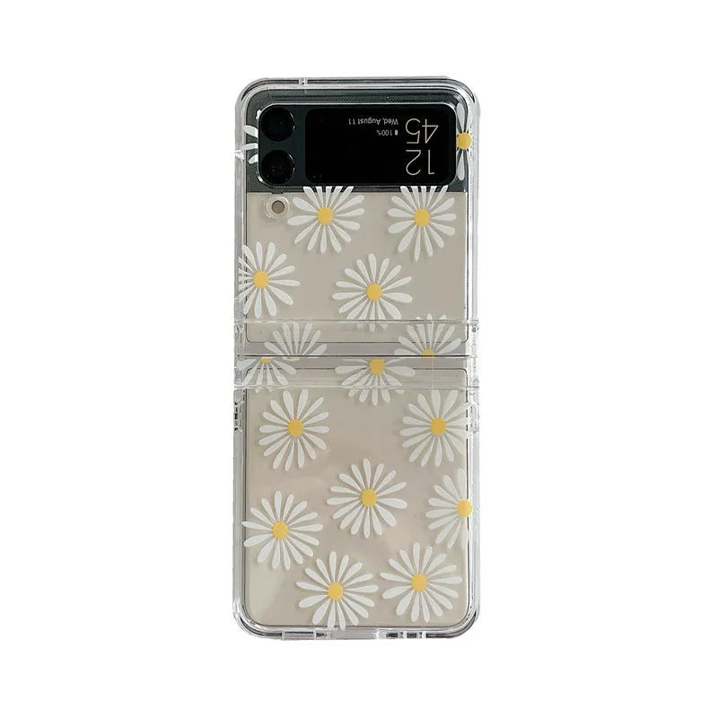 Samsung Galaxy Flip phone case with floral design on folding screen in Daisy colour