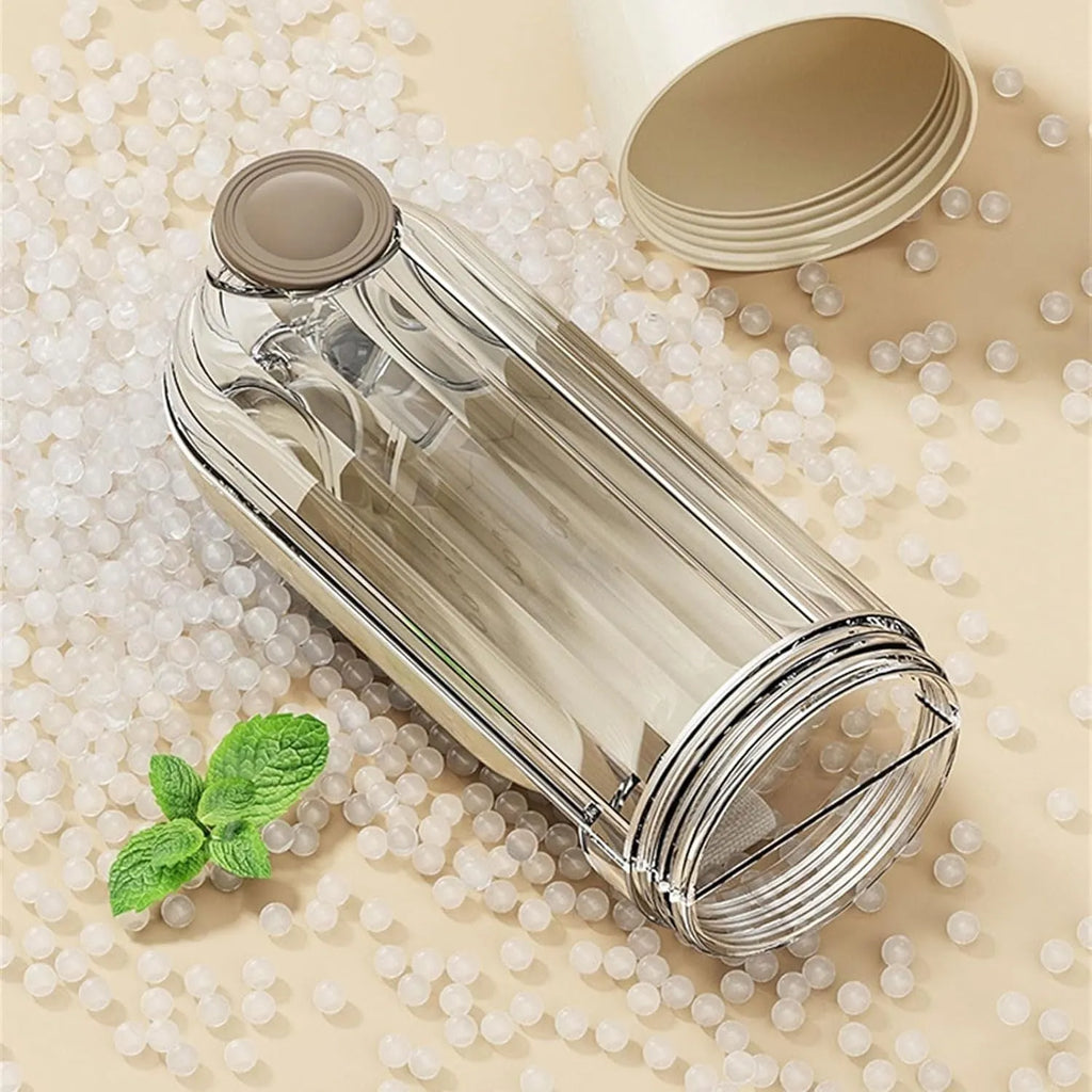 Foldable dog water bottle with food container for walking and hiking with pets