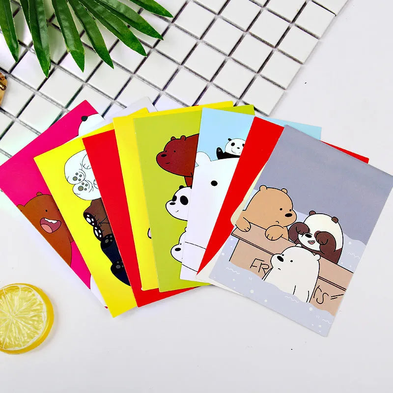 Nine postcards with retro Paris tower historic site style and Japanese minimalist cartoon designs