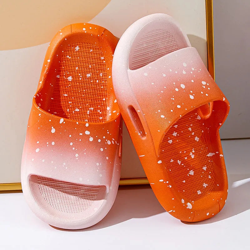 Gradient colour PVC summer slippers for children with breathable non-slip design