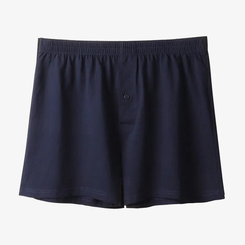 Men's high waist cotton boxer shorts in solid colours with loose fit design