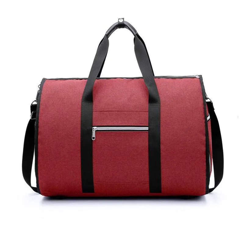 Medium cylinder travel bag in black with waterproof Oxford cloth and zipper pocket