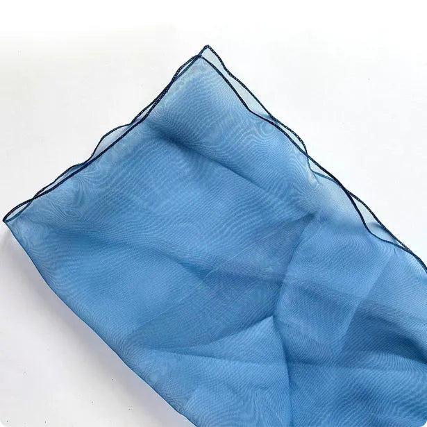 Silk flower bouquet bag with arabesquitic fabric texture in blue colour