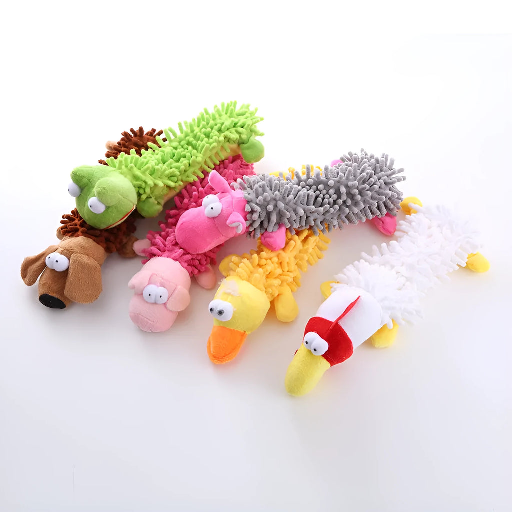 Brown dog design horse molar plush chew toy with microfiber filling and squeaker