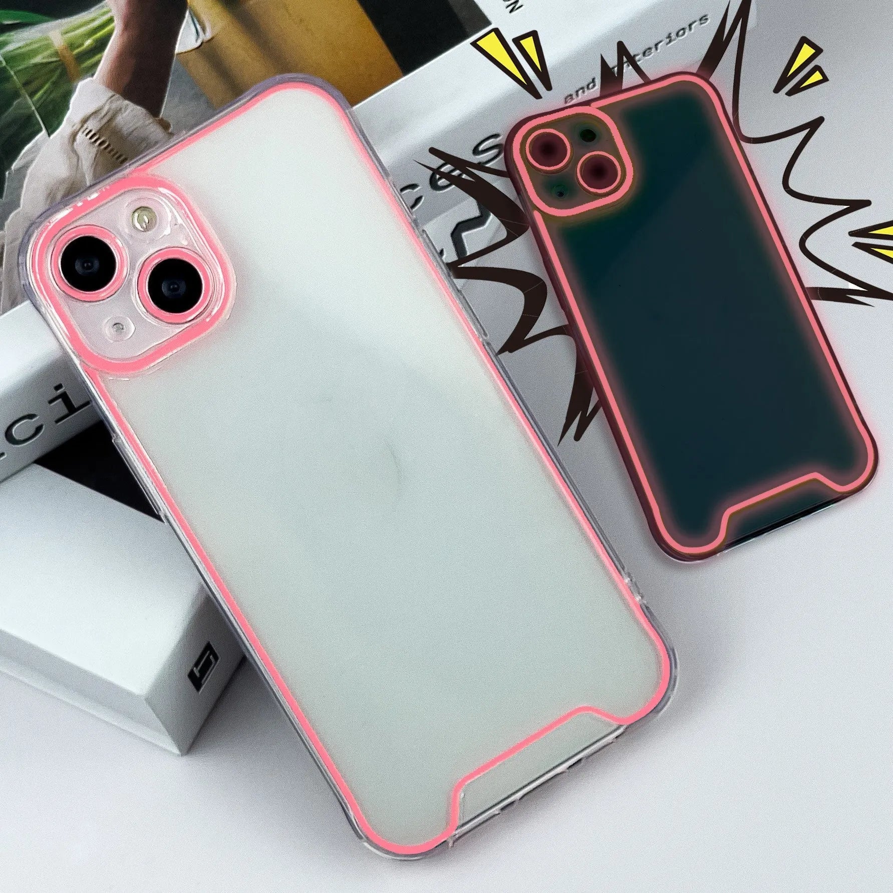 Glow in the dark soft shell TPU phone case for iPhone models in multiple colours