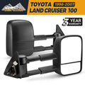 Black plastic foldable rearview mirror for Toyota Land Cruiser 100 series.