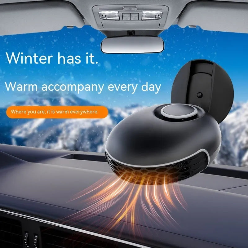 Black car warm air blower heater for windscreen defrosting with 130cm cable